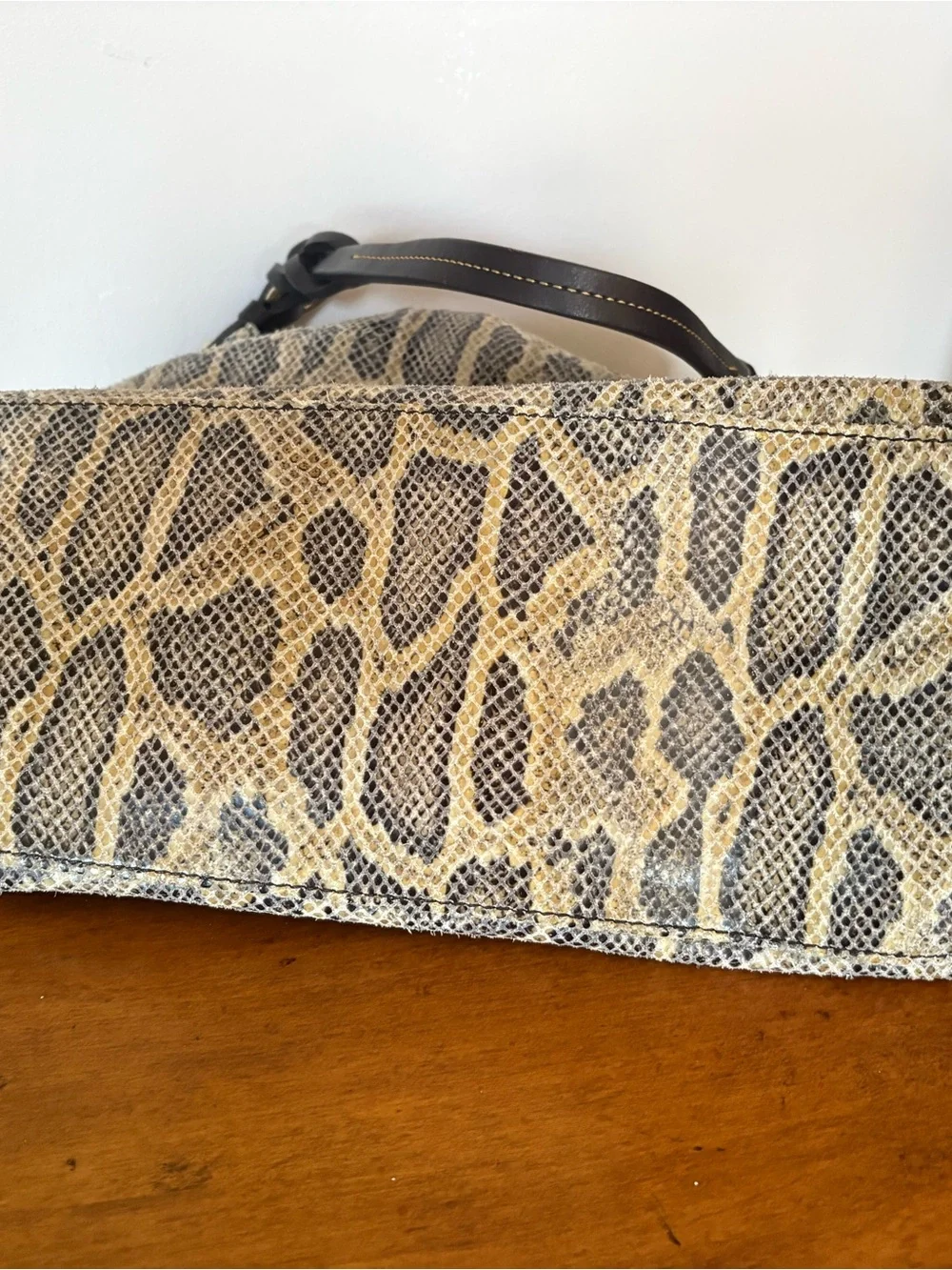 Dooney & Bourke Inspired Snake-Print Hobo Bag in Beige and Brown